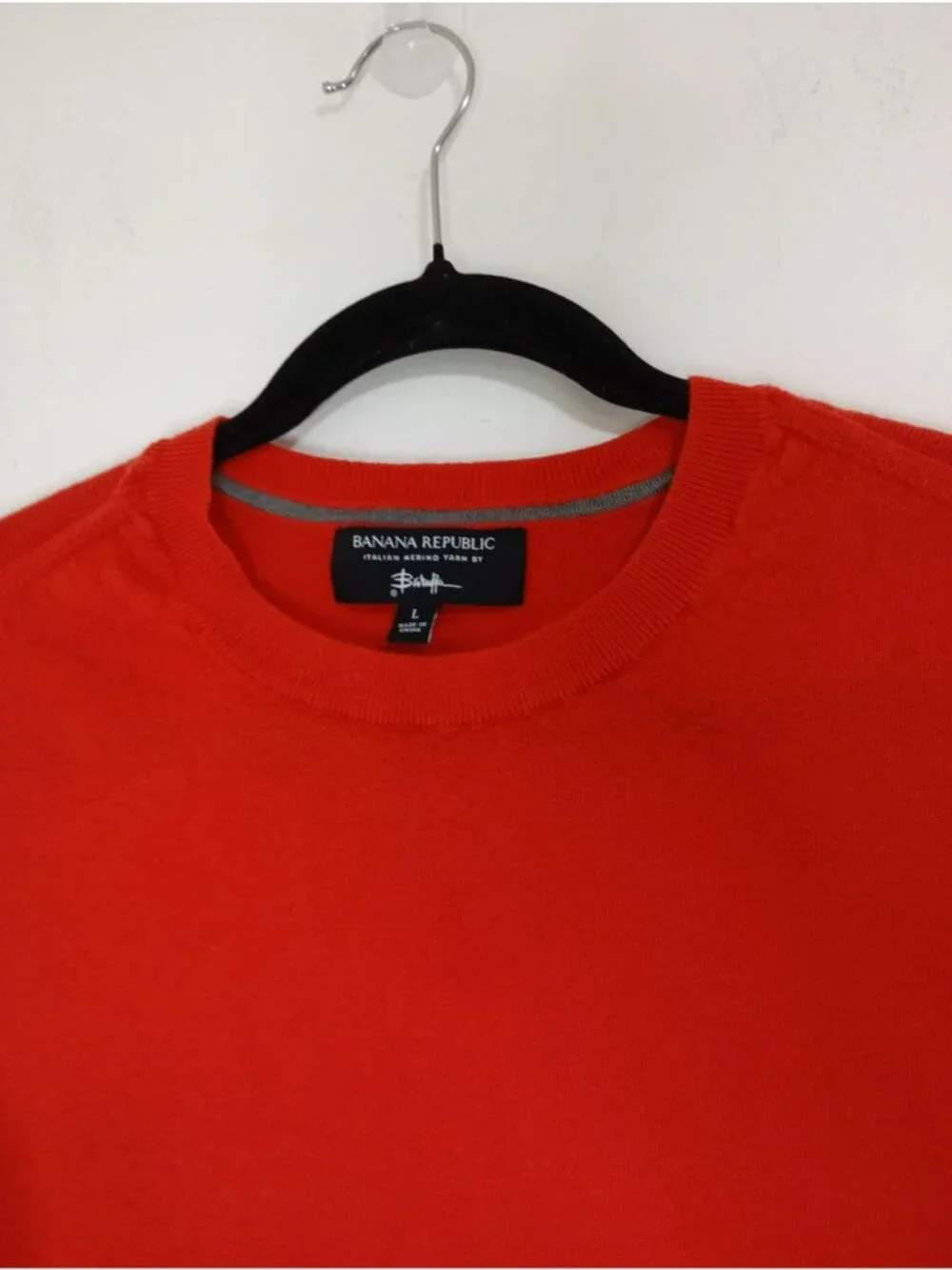 Banana Republic Italian Merino Wool Sweater Red Crewneck Mens Size L